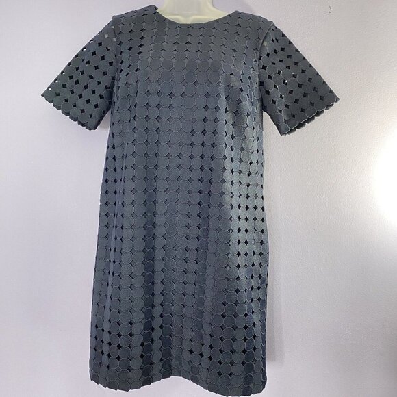 Banana Republic Dress Womens 8P Navy Shift‎ Circle Lace Overlay Preppy Pockets - Picture 1 of 16